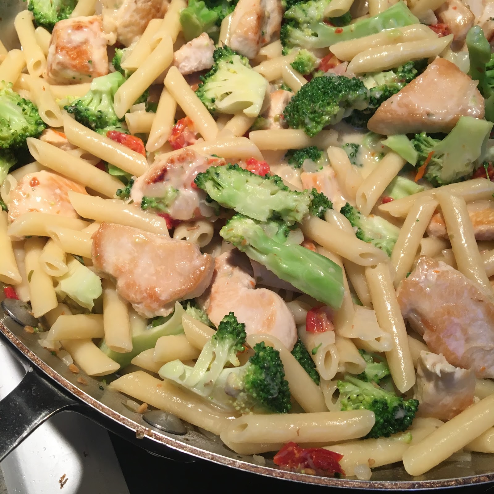 Skillet Ziti with Chicken, Broccoli, & Asiago Cheese
